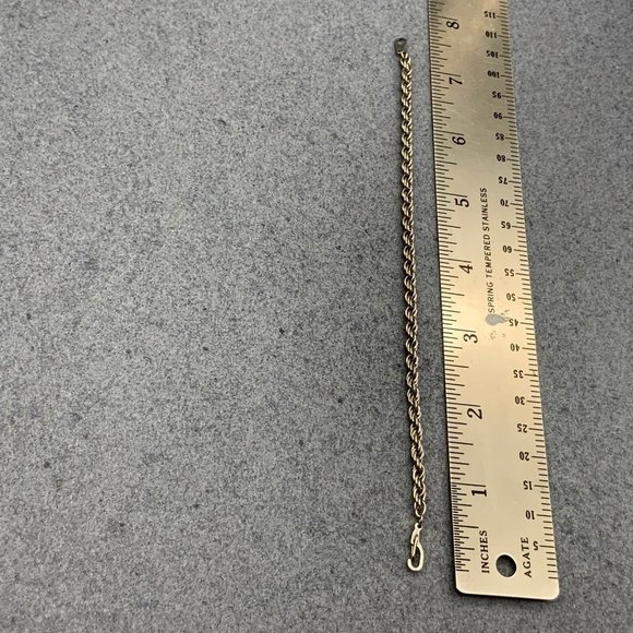 Silver Twisted Rope Bracelet Hook Closure Classic Chain - Picture 3 of 3